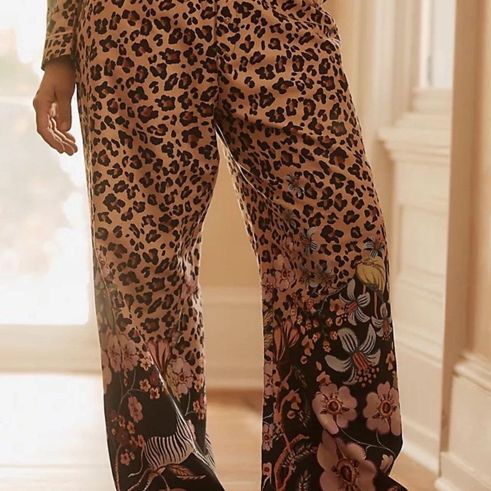 NWT Anthropologie Floral & Animal Print Women's Pajama (Pants only) 100% Cotton